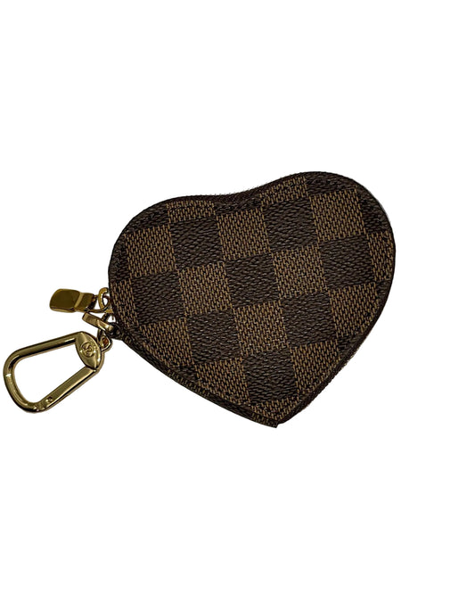 Upcycled Louis Vuitton Damier Ebene Canvas Heart Pouch