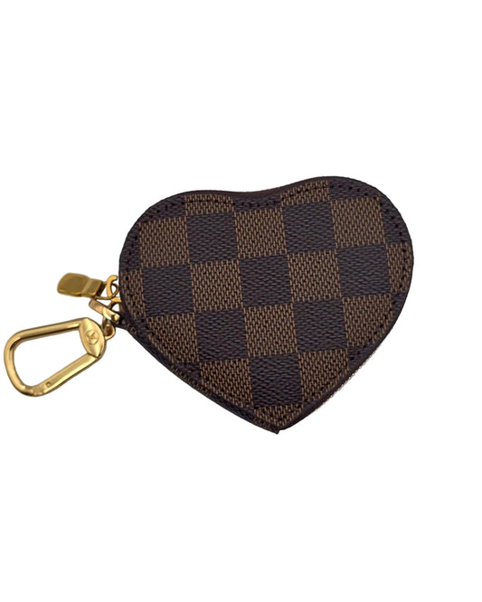 Upcycled Louis Vuitton Damier Ebene Canvas Heart Pouch