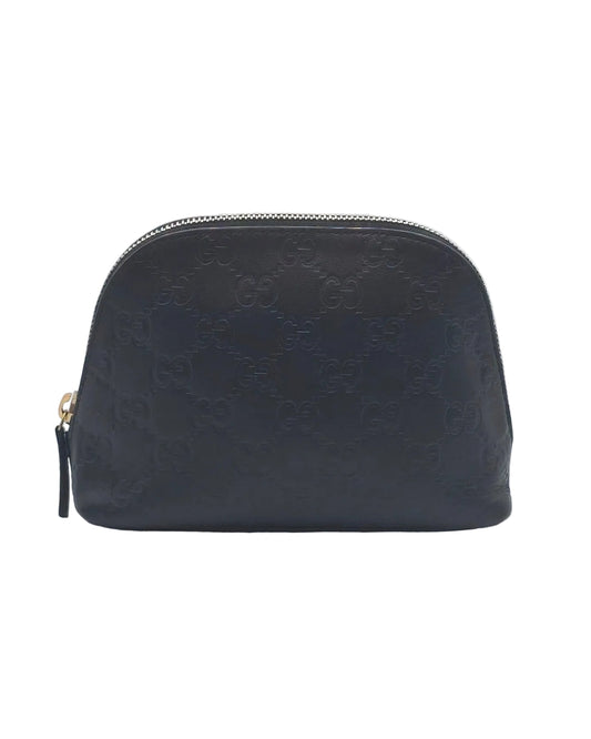 Gucci Guccissima Cosmetic Pouch- Dome Style- Black