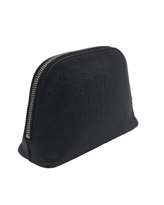 Gucci Guccissima Cosmetic Pouch- Dome Style- Black