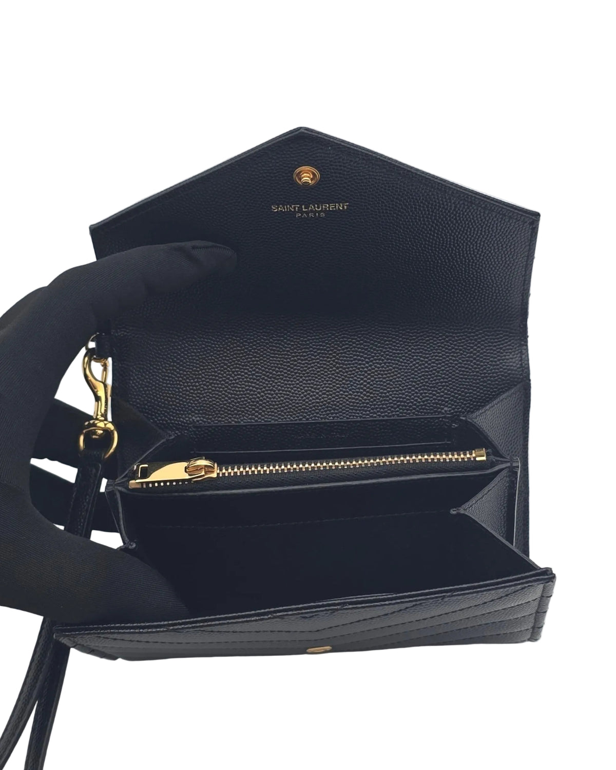 Saint Laurent Matelasse Envelope Wristlet- Black