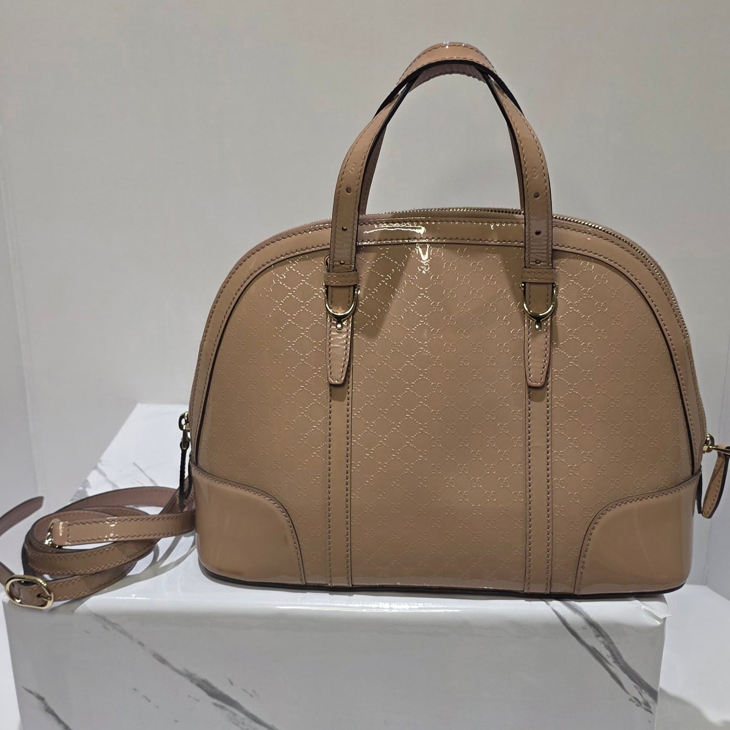 Pre- Owned Gucci Microguccissima Patent Leather Dome Satchel