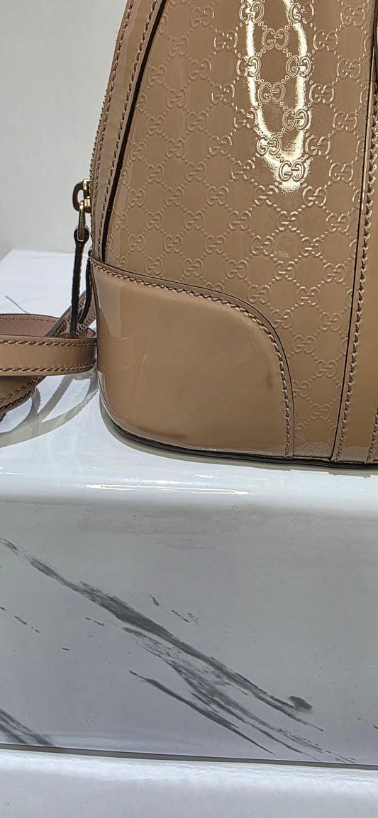 Gucci Microguccissima Patent Leather Dome Satchel