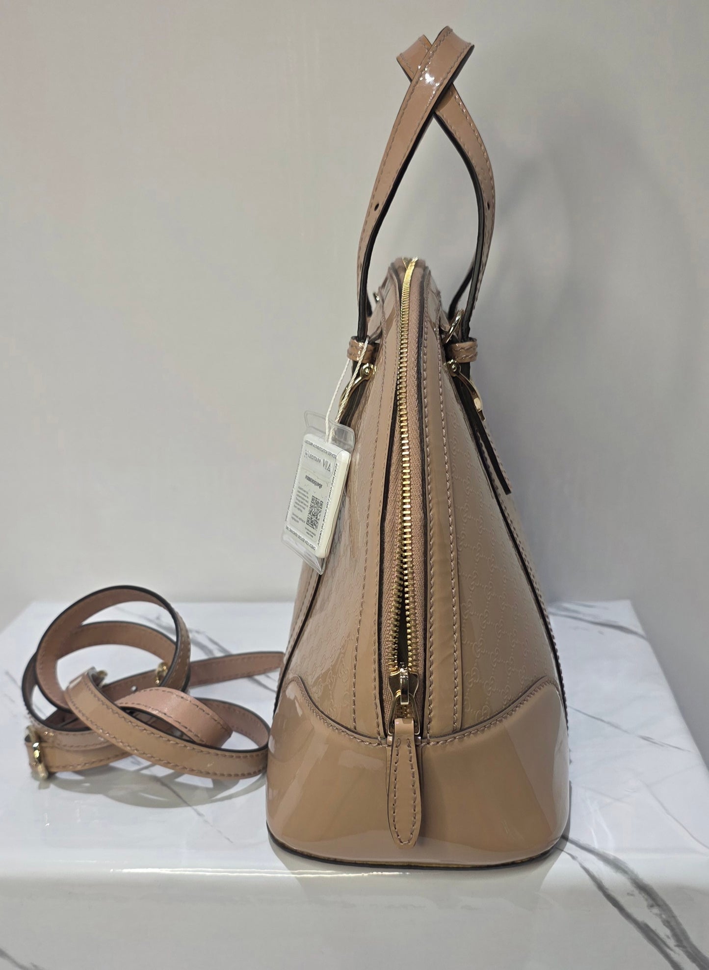 Pre- Owned Gucci Microguccissima Patent Leather Dome Satchel
