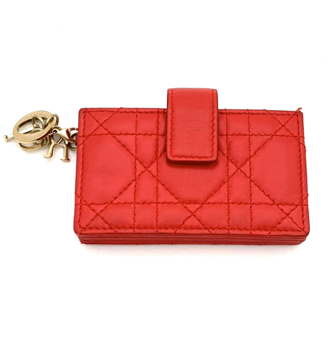 Lady Dior 5-Gusset Card Holder – Red