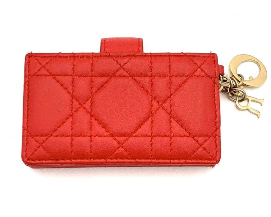 Lady Dior 5-Gusset Card Holder – Red