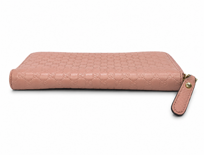 Pre- owned Gucci Microguccissima Leather Zip-Around Continental Wallet – Dusty Pink