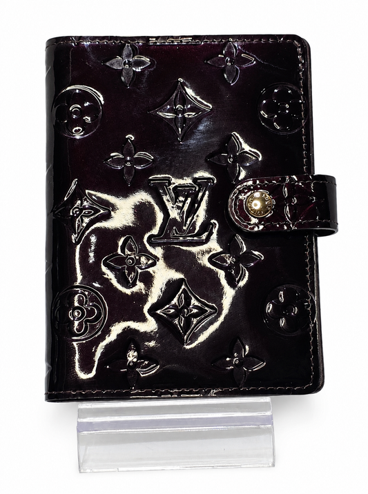 Pre-owned Louis Vuitton Vernis Agenda Cover- Amarante Patent Leather