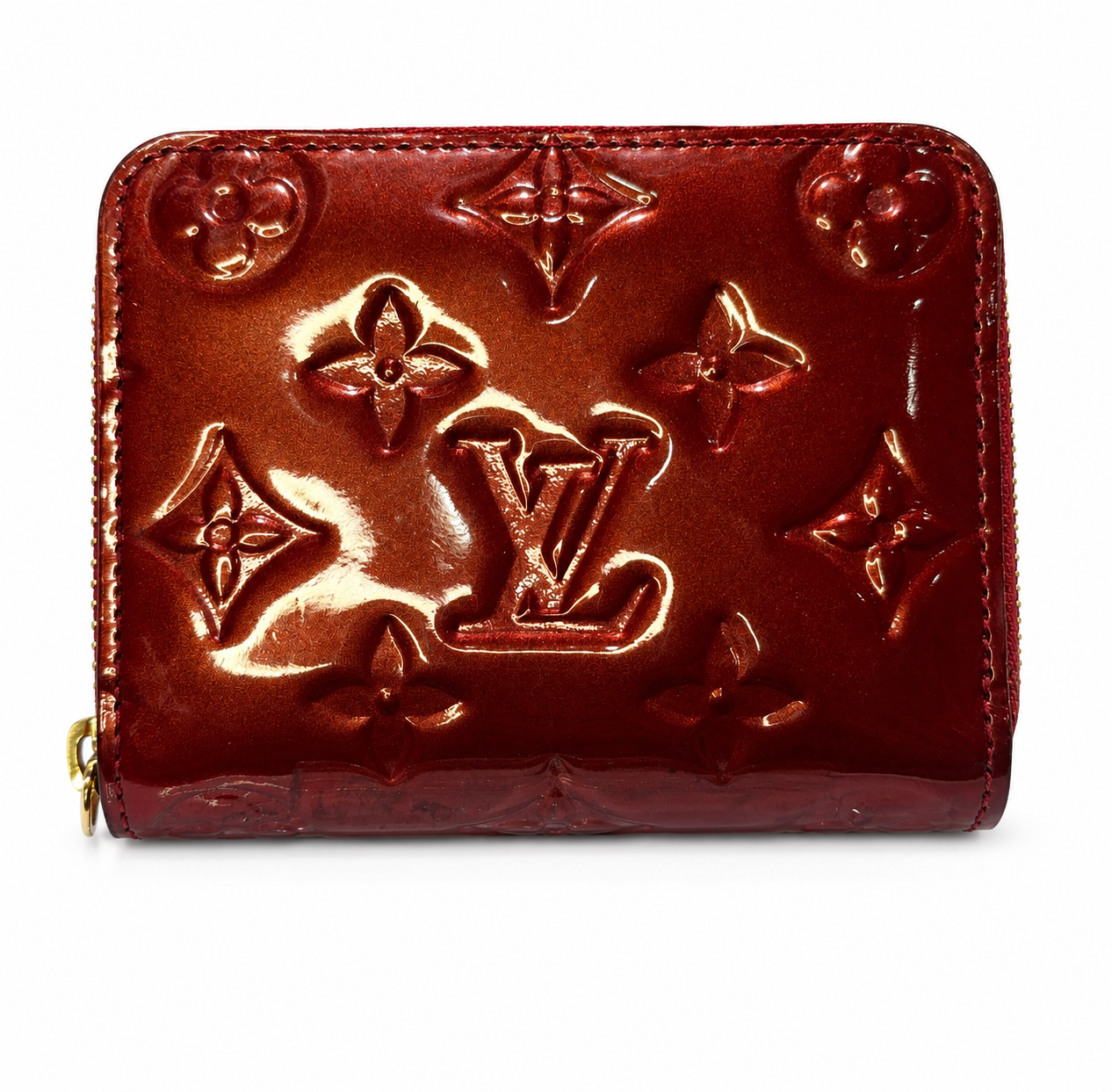 Pre-owned Louis Vuitton Monogram Vernis Zippy Coin Purse (Red)