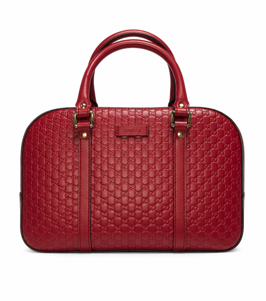 Pre-owned Gucci Microguccissima Leather bree Handbag – Red