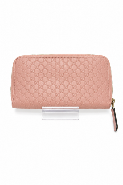Pre- owned Gucci Microguccissima Leather Zip-Around Continental Wallet – Dusty Pink