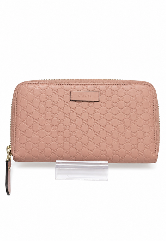 Pre- owned Gucci Microguccissima Leather Zip-Around Continental Wallet – Dusty Pink